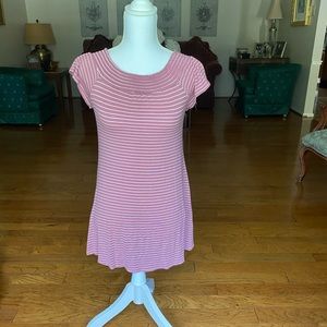 pink and white dress